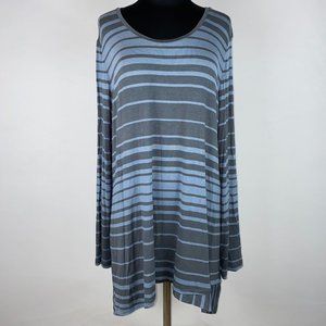 LOGO Lori Goldstein XL Striped Top Long Sleeve